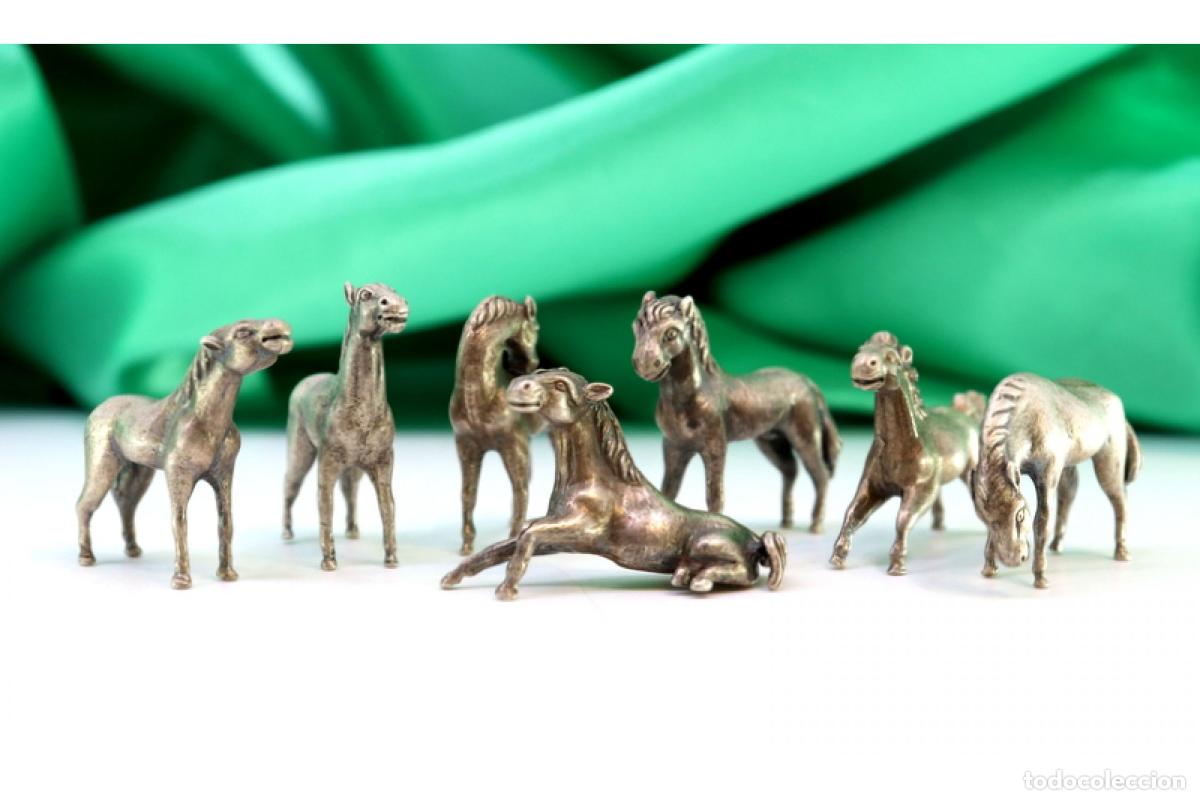 Antig&uuml;edades: Conjuntos de siete caballos de plata - Foto 5