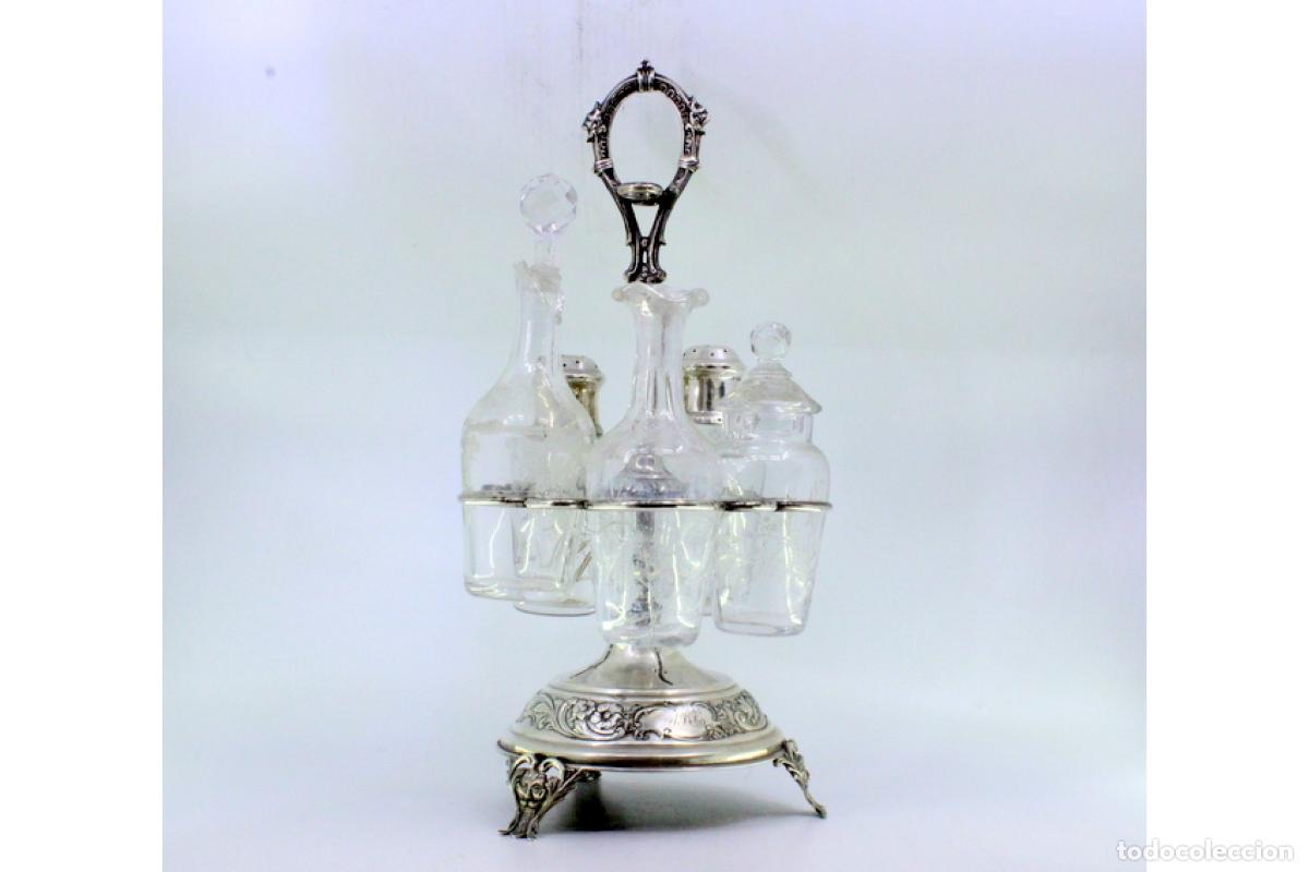 Antig&uuml;edades: Juego de vinagreras de plata - Foto 2