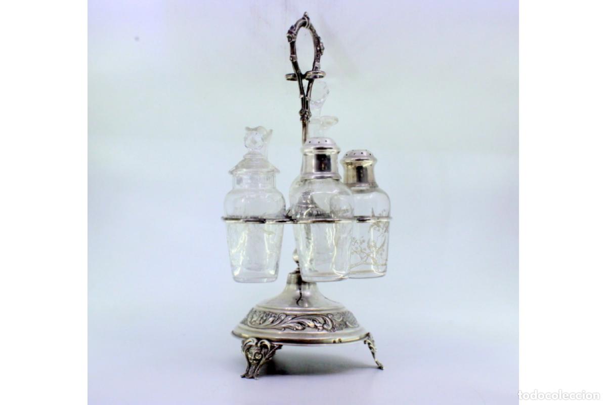Antig&uuml;edades: Juego de vinagreras de plata - Foto 4