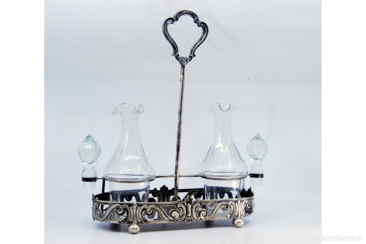 Antig&uuml;edades: Juego de vinagreras de plata - Foto 2