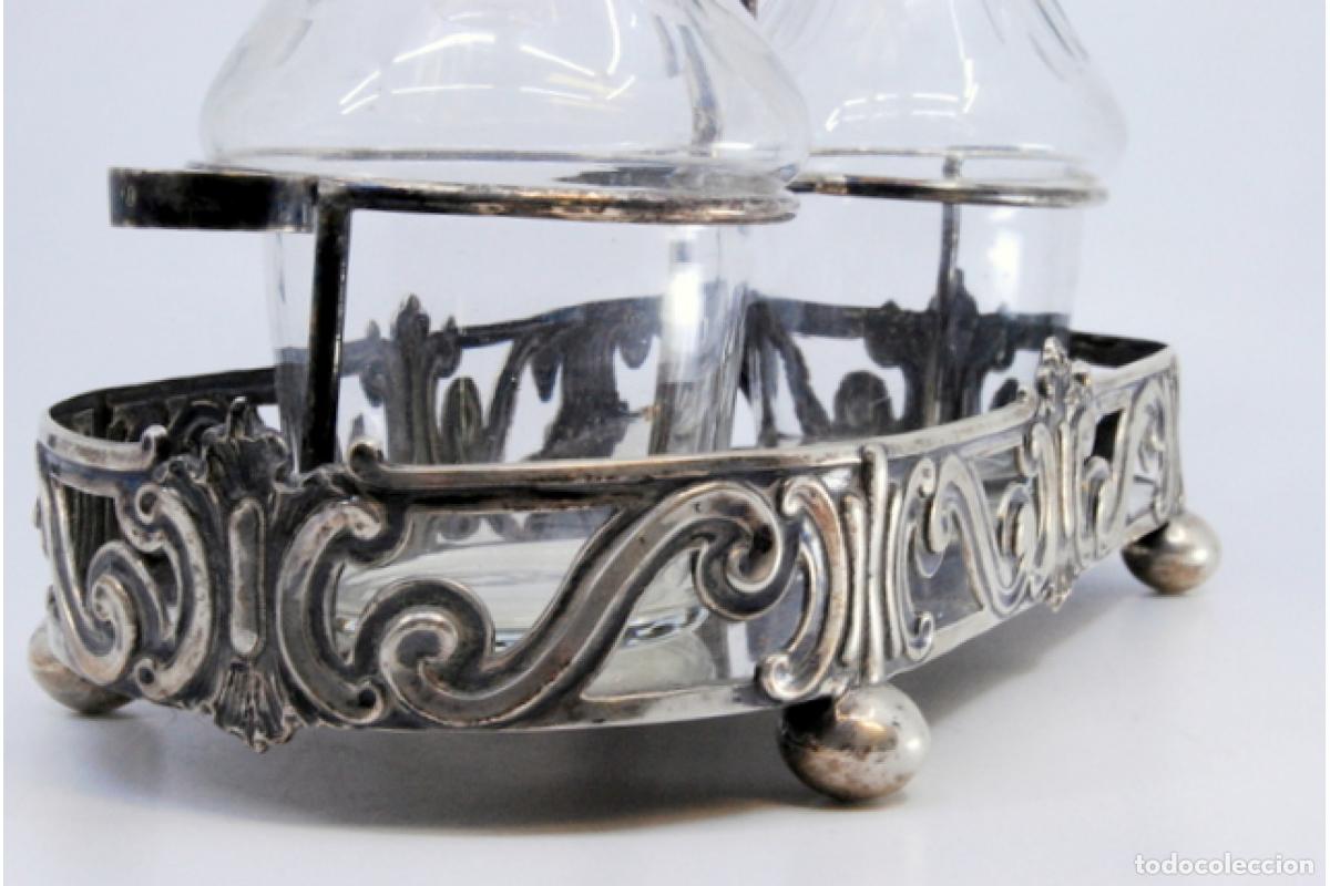Antig&uuml;edades: Juego de vinagreras de plata - Foto 7