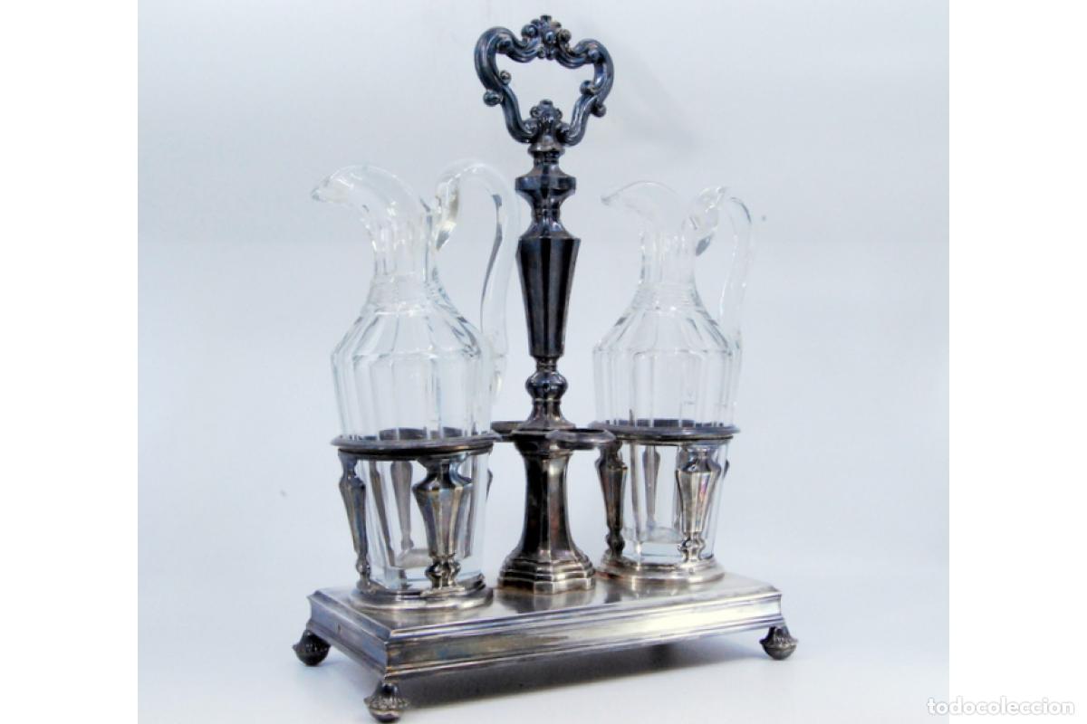 Antig&uuml;edades: Juego de vinagreras de plata - Foto 2