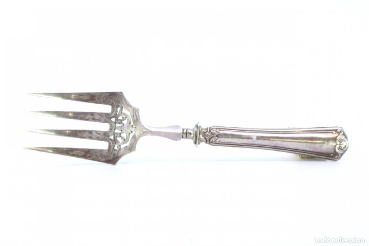 Antig&uuml;edades: Tenedor de plata, para servir pescado - Foto 2