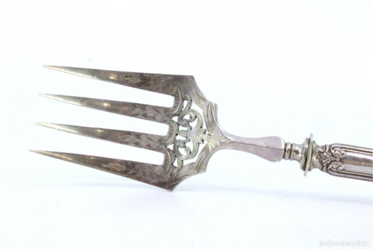 Antig&uuml;edades: Tenedor de plata, para servir pescado - Foto 5