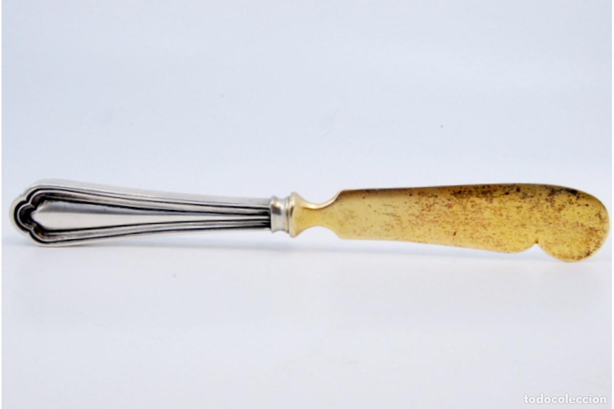 Antig&uuml;edades: Cuchillo de mantequilla de plata dorada - Foto 6