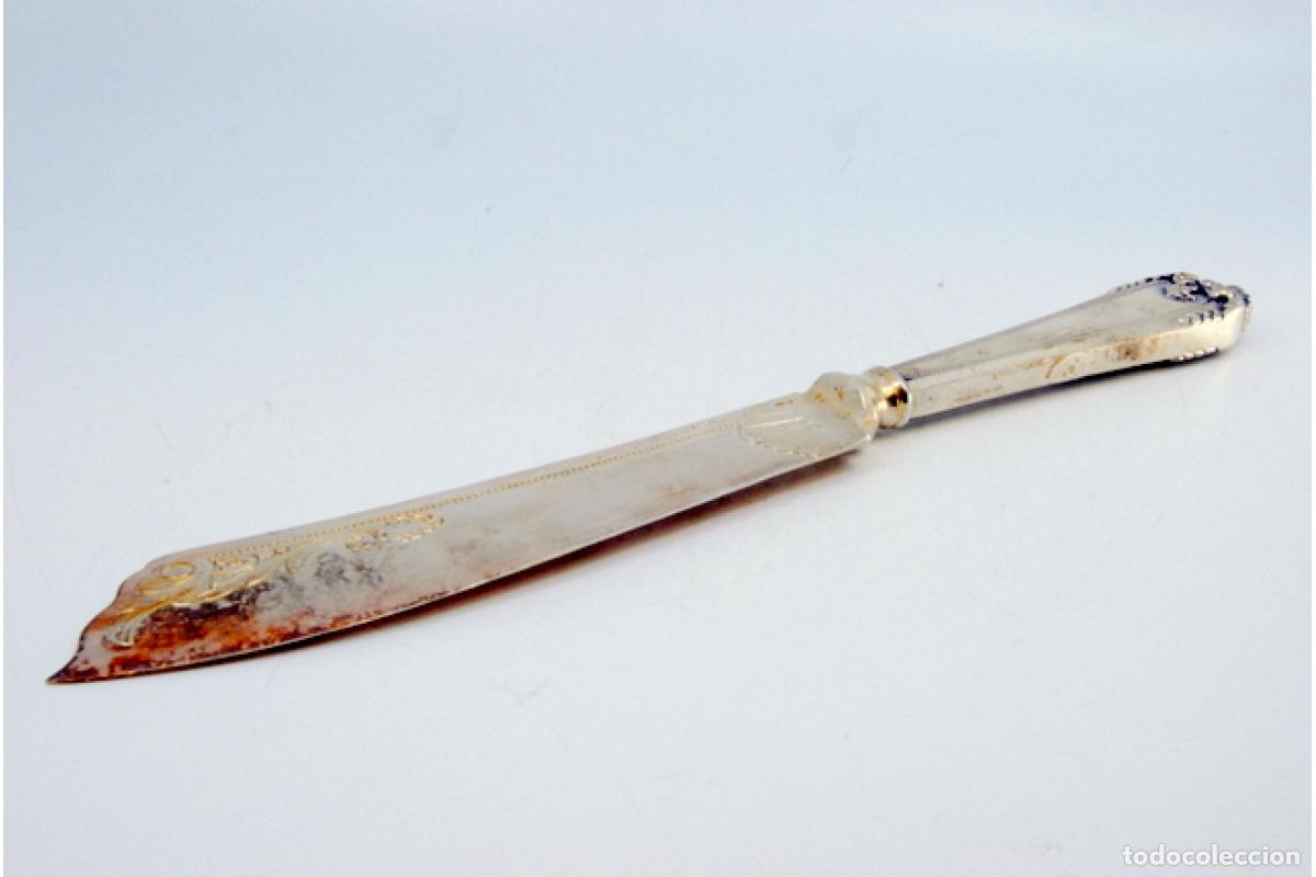 Antig&uuml;edades: Cuchillo para queso de plata ba&ntilde;ado en oro - Foto 3