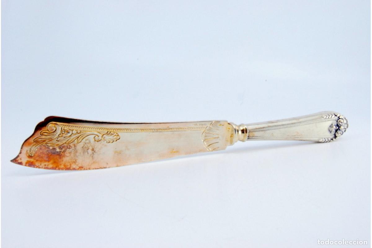 Antig&uuml;edades: Cuchillo para queso de plata ba&ntilde;ado en oro - Foto 6