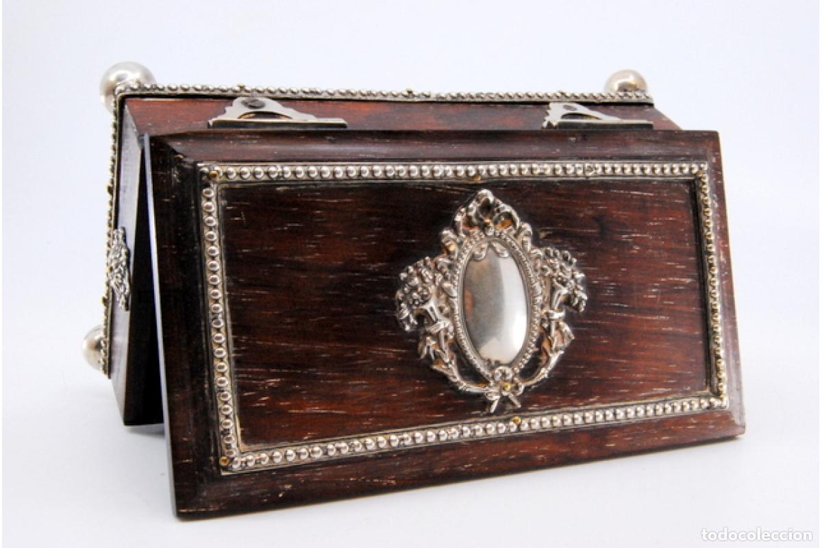 Antig&uuml;edades: Caja de sellos, fabricada en madera y plata. - Foto 7