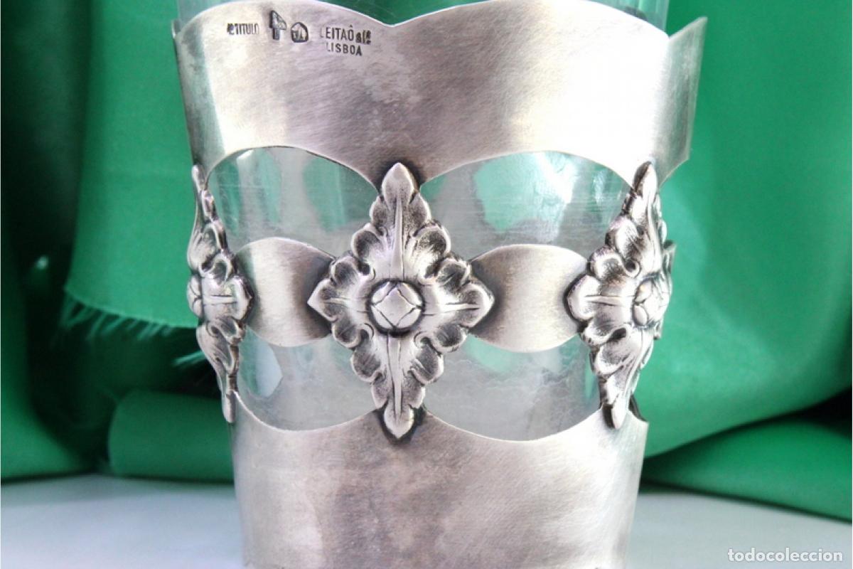 Antig&uuml;edades: Maceta de cristal y plata - Foto 2