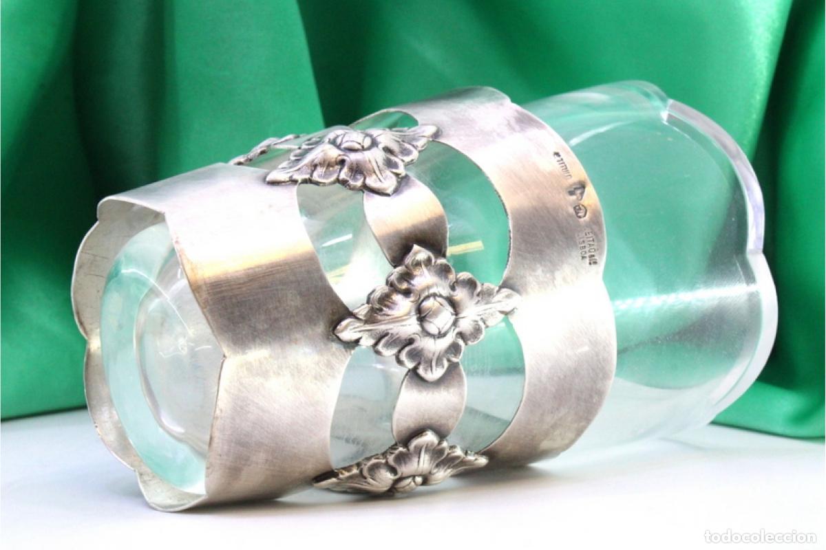 Antig&uuml;edades: Maceta de cristal y plata - Foto 5