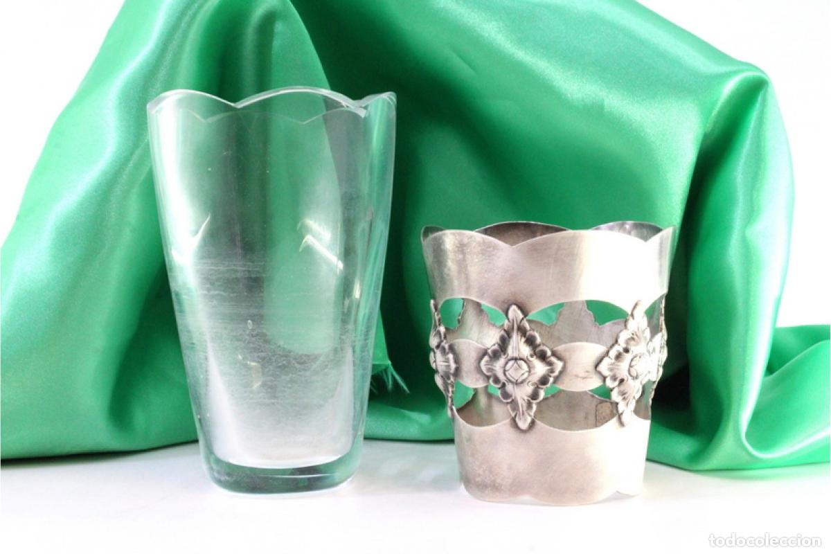 Antig&uuml;edades: Maceta de cristal y plata - Foto 7