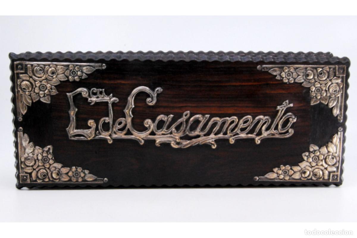 Antig&uuml;edades: Joyero, fabricado en madera y plata. - Foto 3