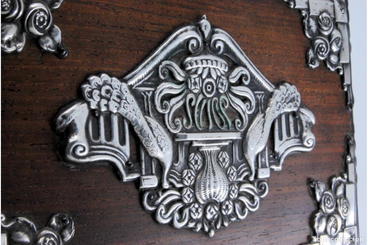 Antig&uuml;edades: Joyero, fabricado en madera y plata. - Foto 7