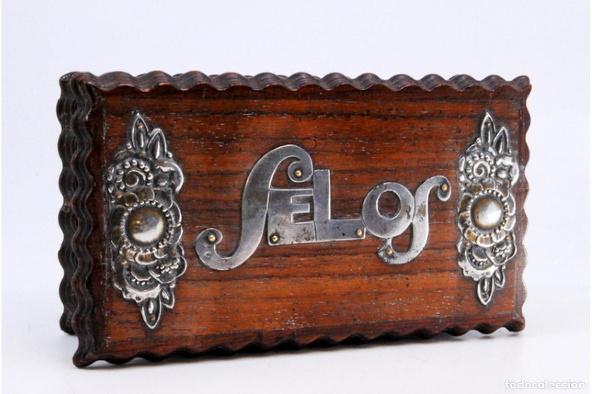 Antig&uuml;edades: Caja de sellos, fabricada en madera y plata. - Foto 7