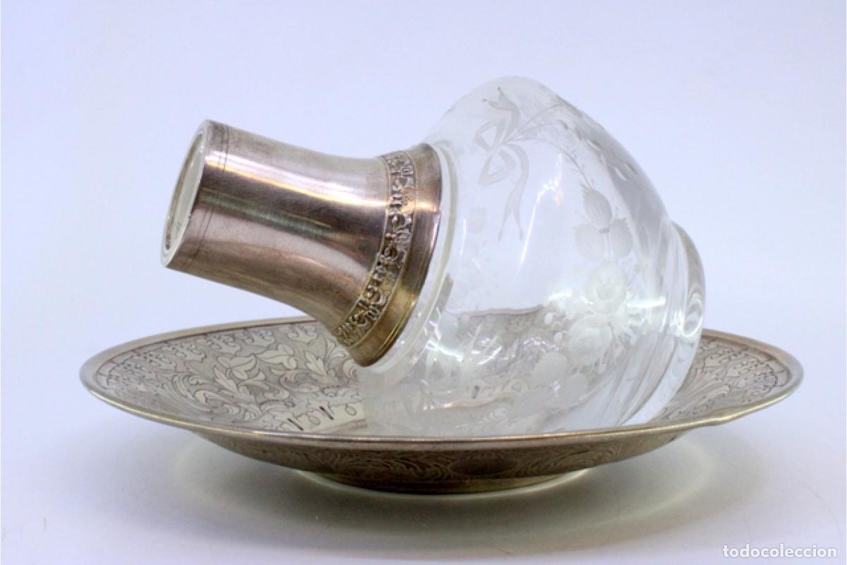 Antig&uuml;edades: Botella de noche, en cristal y plata. - Foto 2