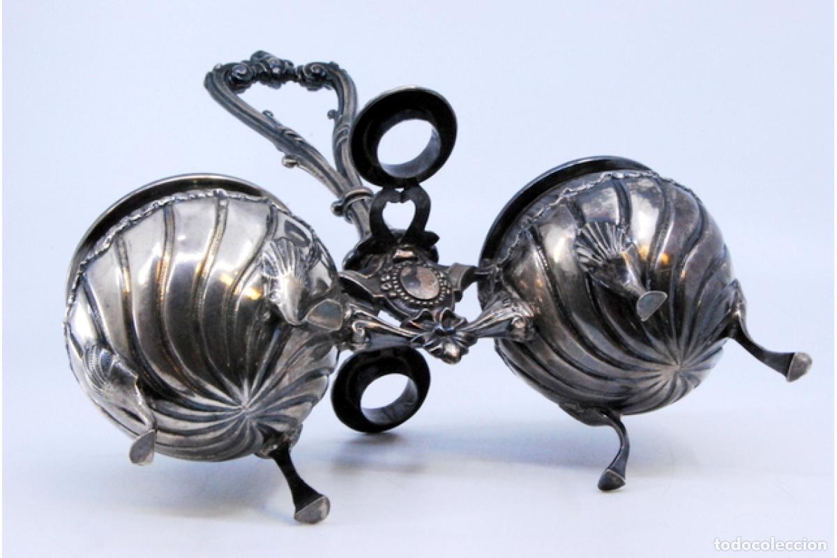 Antig&uuml;edades: Juego de vinagreras de plata - Foto 7