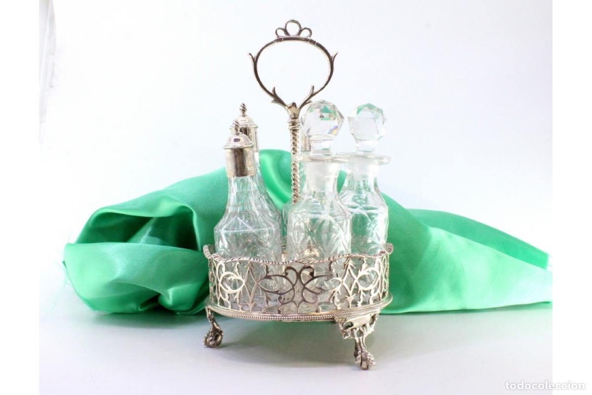 Antig&uuml;edades: Juego de vinagreras de plata - Foto 7