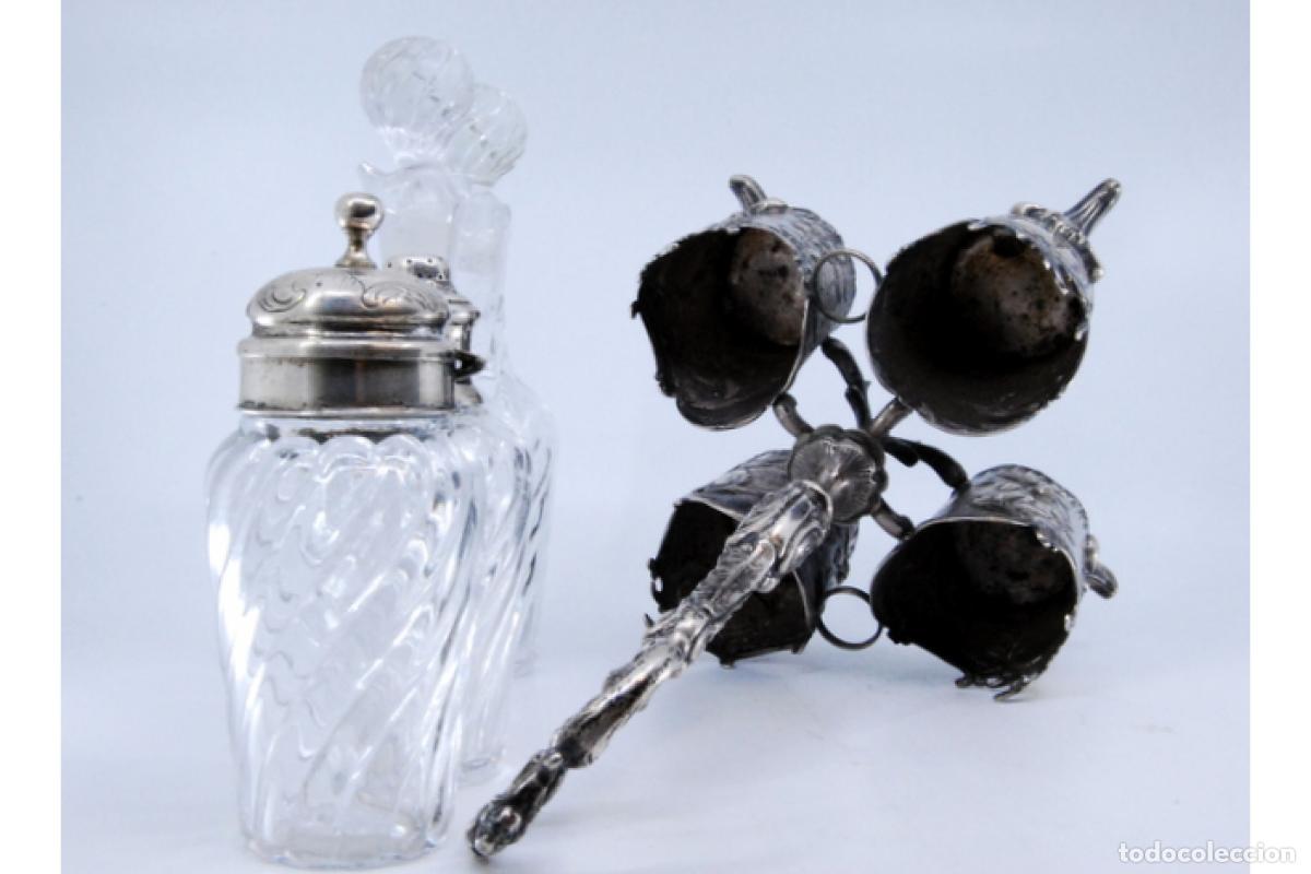 Antig&uuml;edades: Juego de vinagreras de plata - Foto 7