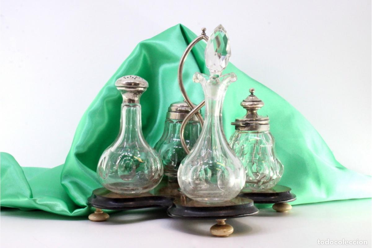 Antig&uuml;edades: Juego de vinagreras de plata - Foto 2