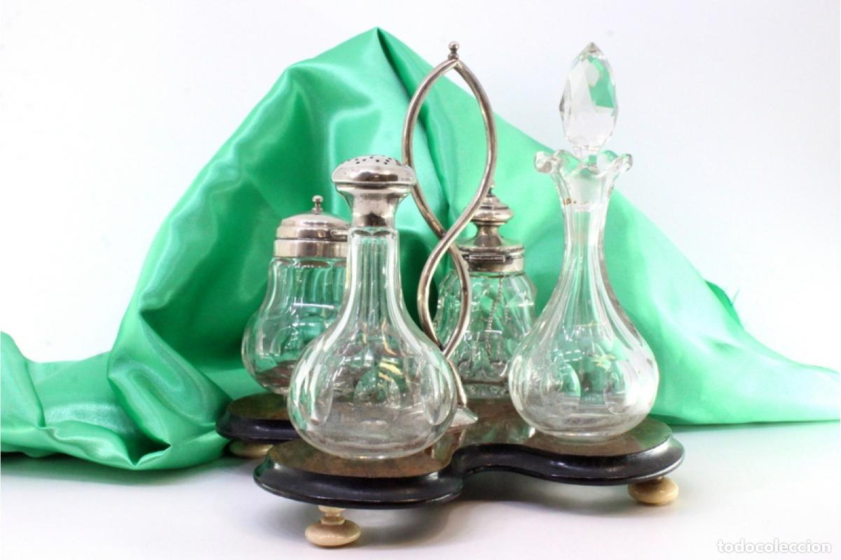 Antig&uuml;edades: Juego de vinagreras de plata - Foto 3