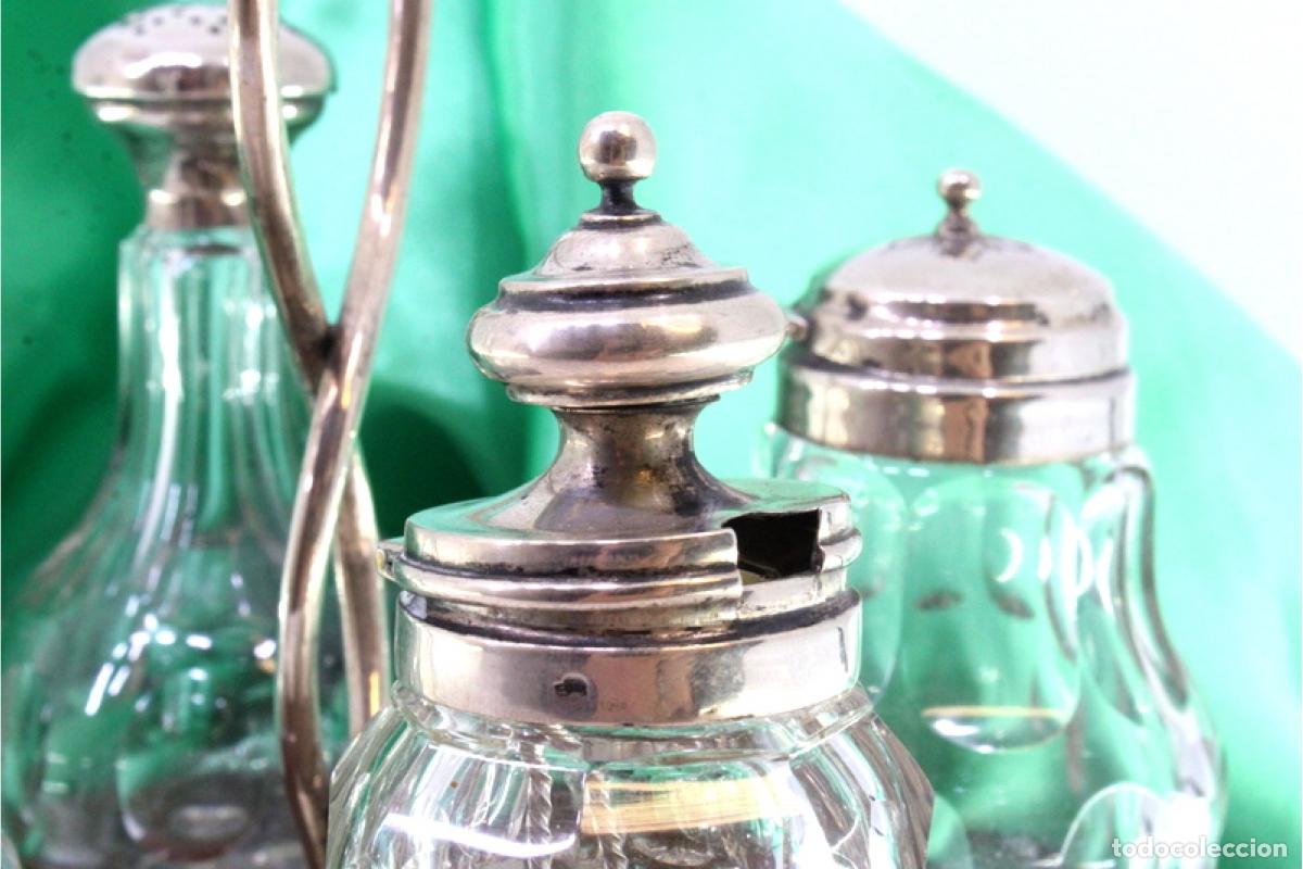 Antig&uuml;edades: Juego de vinagreras de plata - Foto 4