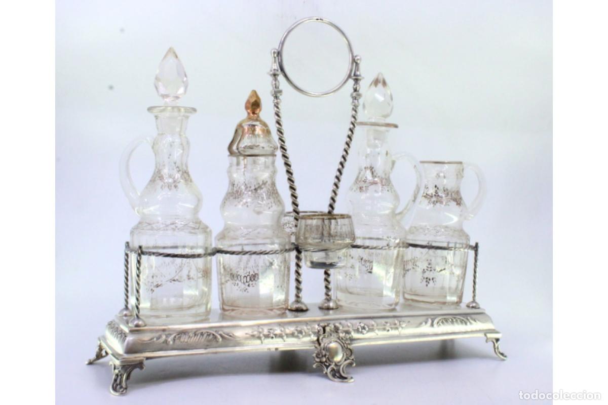 Antig&uuml;edades: Juego de vinagreras de plata - Foto 2