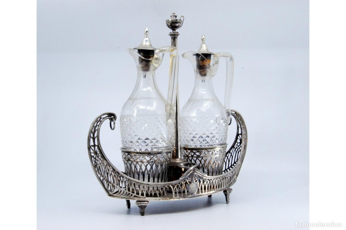 Antig&uuml;edades: Juego de vinagreras de plata - Foto 7