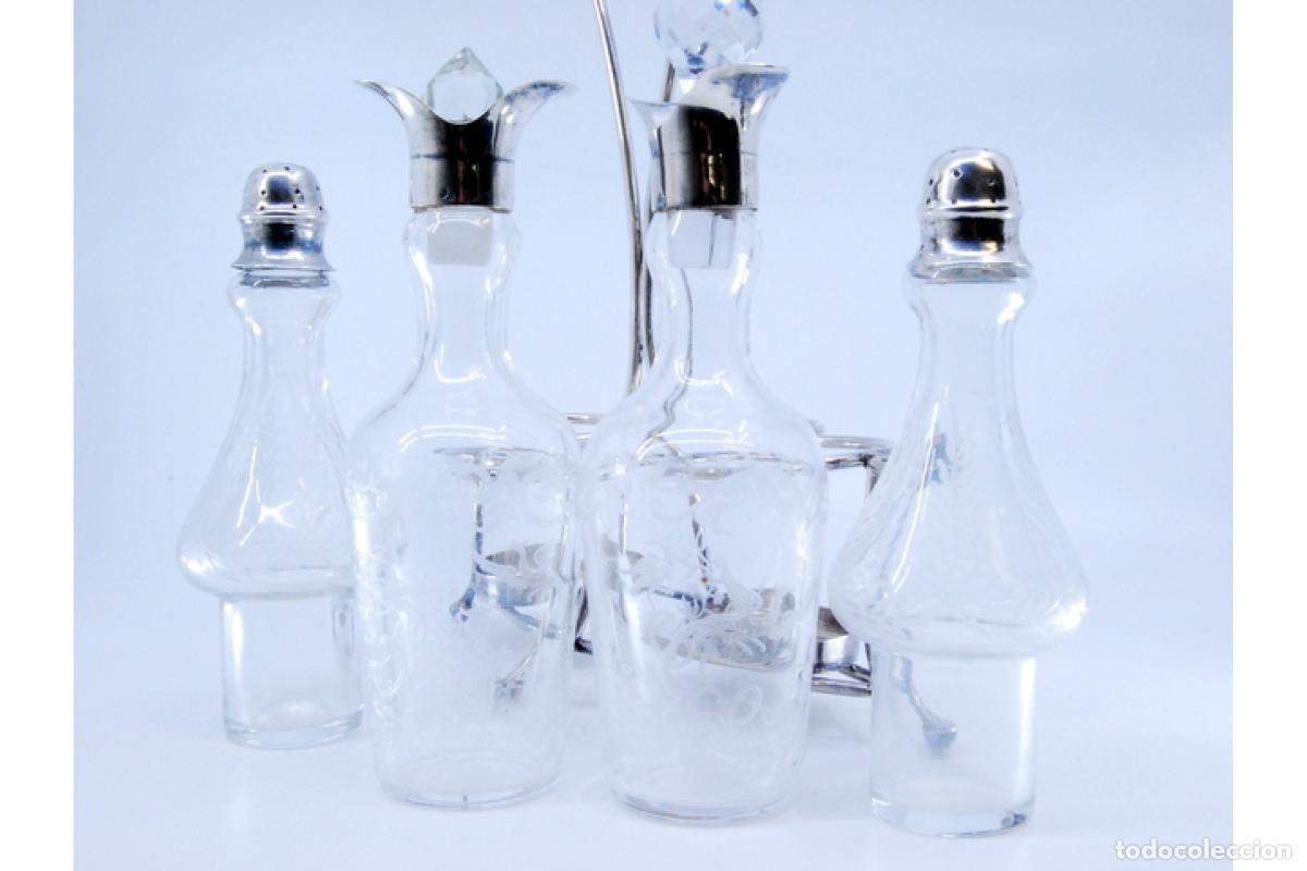 Antig&uuml;edades: Juego de vinagreras de plata - Foto 4