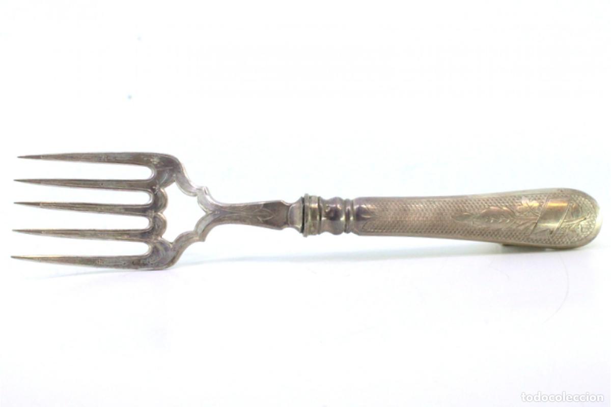 Antig&uuml;edades: Tenedor de plata, para servir pescado - Foto 2