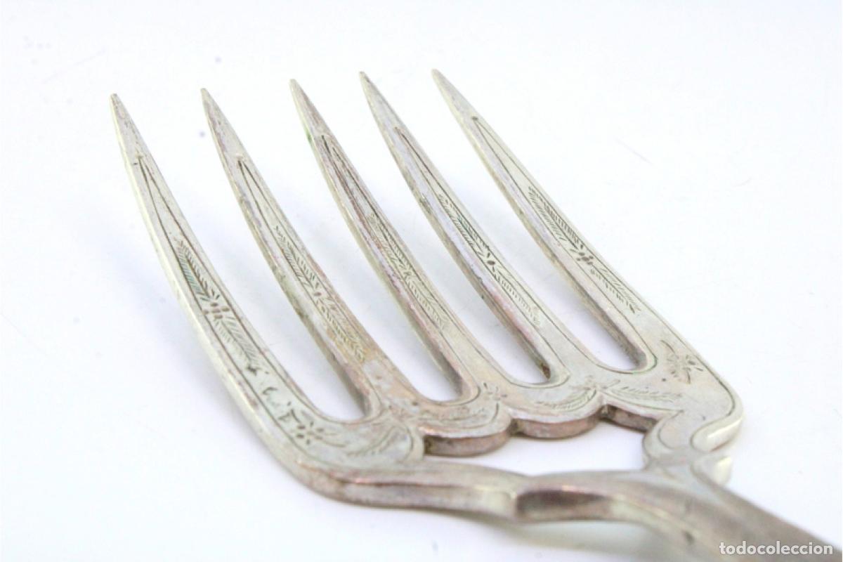 Antig&uuml;edades: Tenedor de plata, para servir pescado - Foto 3