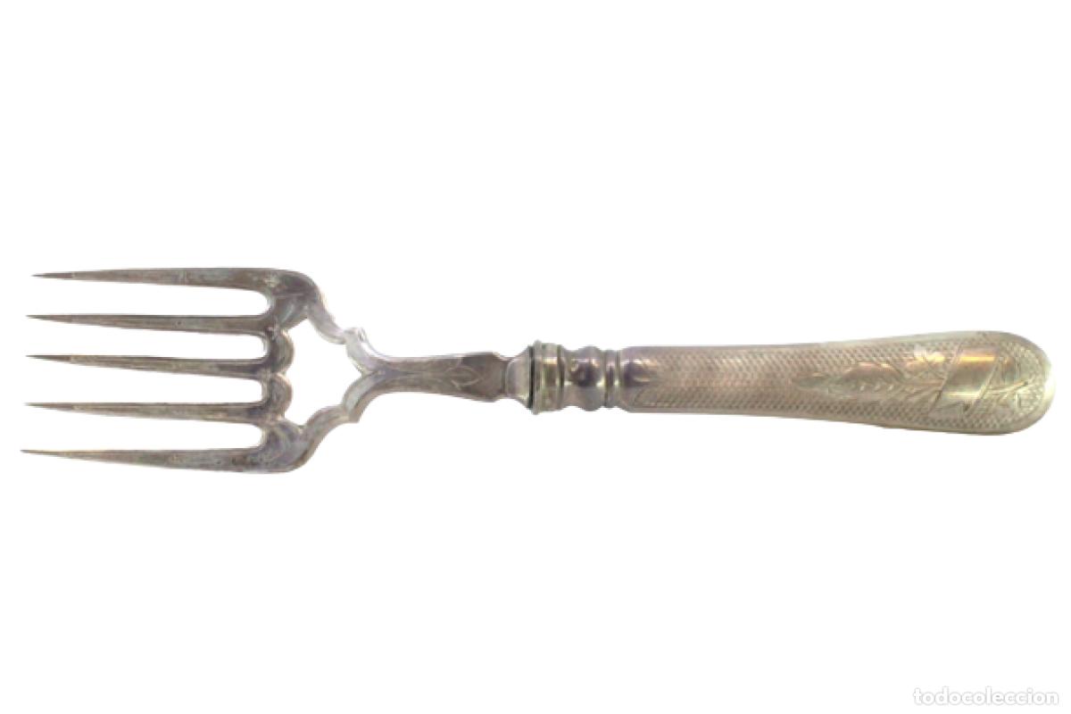Antig&uuml;edades: Tenedor de plata, para servir pescado - Foto 1