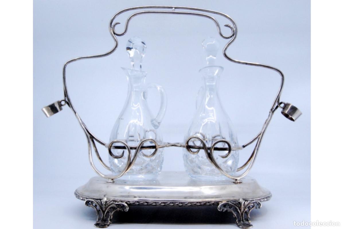 Antig&uuml;edades: Juego de vinagreras de plata - Foto 3