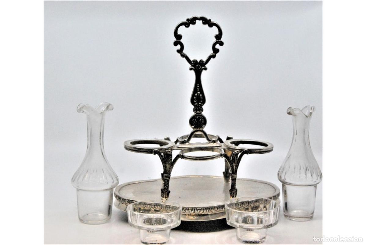 Antig&uuml;edades: Juego de vinagreras de plata - Foto 4