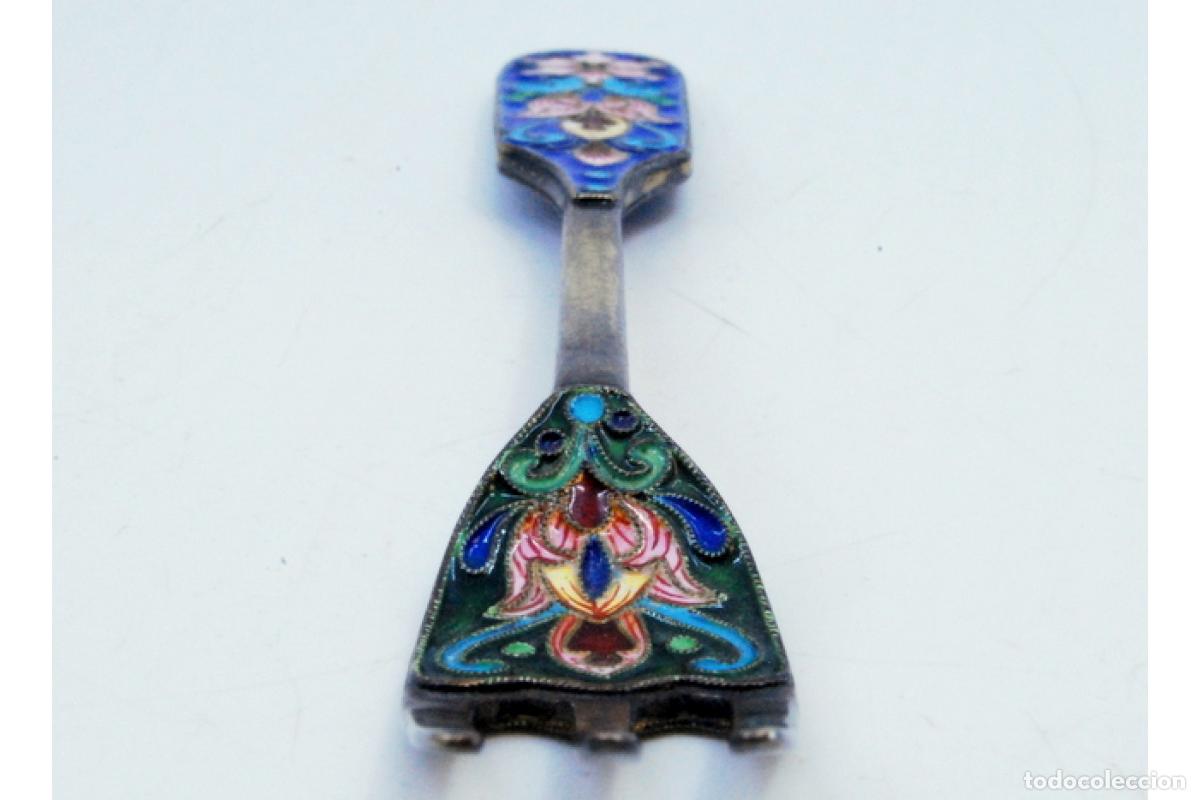 Antig&uuml;edades: Tenedor de plata rusa cloisonn&eacute; - Foto 3