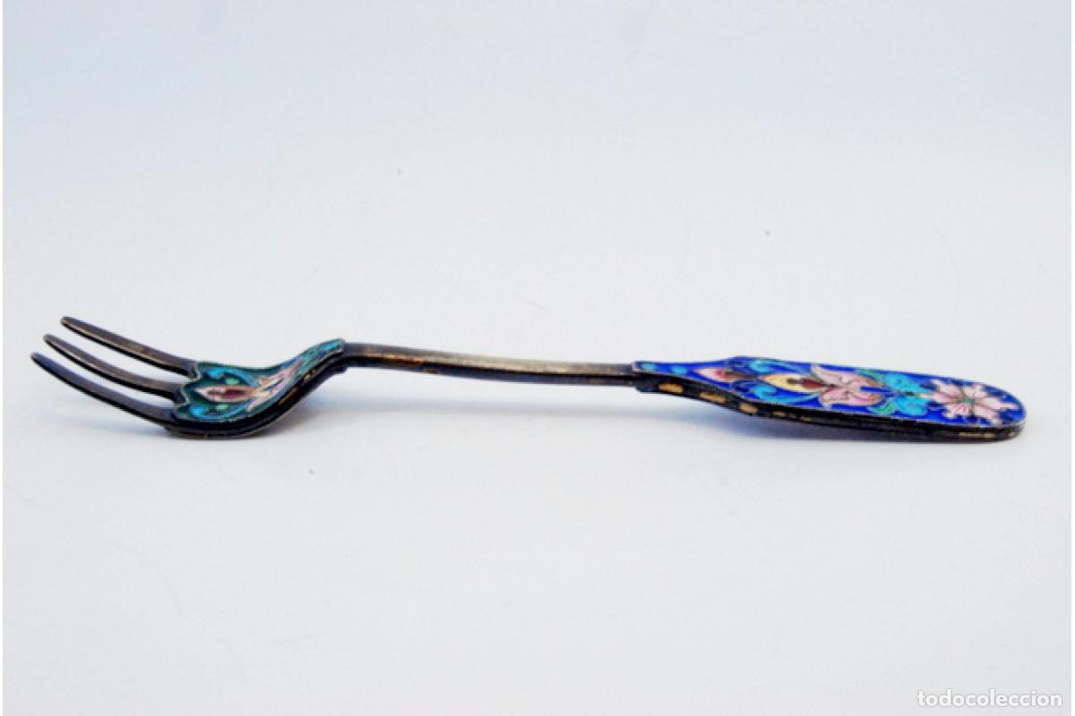 Antig&uuml;edades: Tenedor de plata rusa cloisonn&eacute; - Foto 6