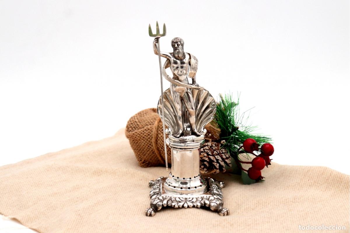 Antig&uuml;edades: Palillero de plata - Neptuno con tridente - Foto 2