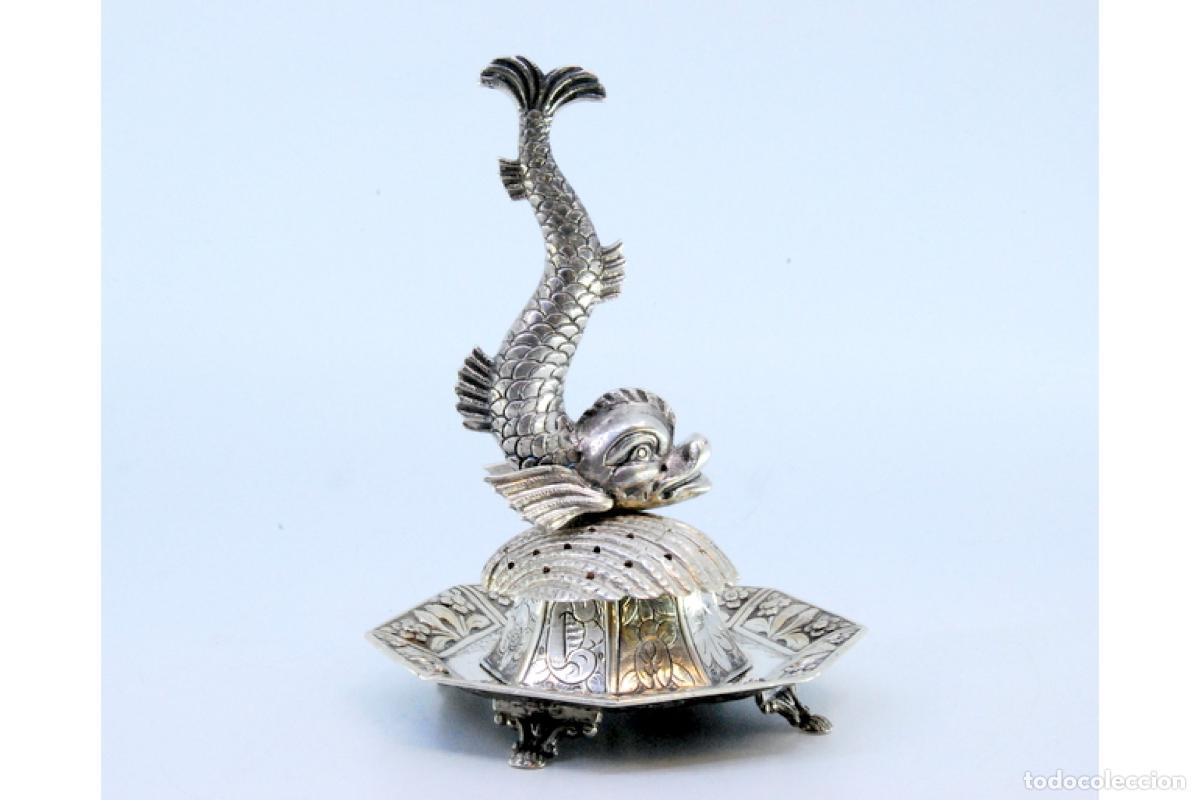 Antig&uuml;edades: Palillero de plata - Sirena y concha - Foto 2