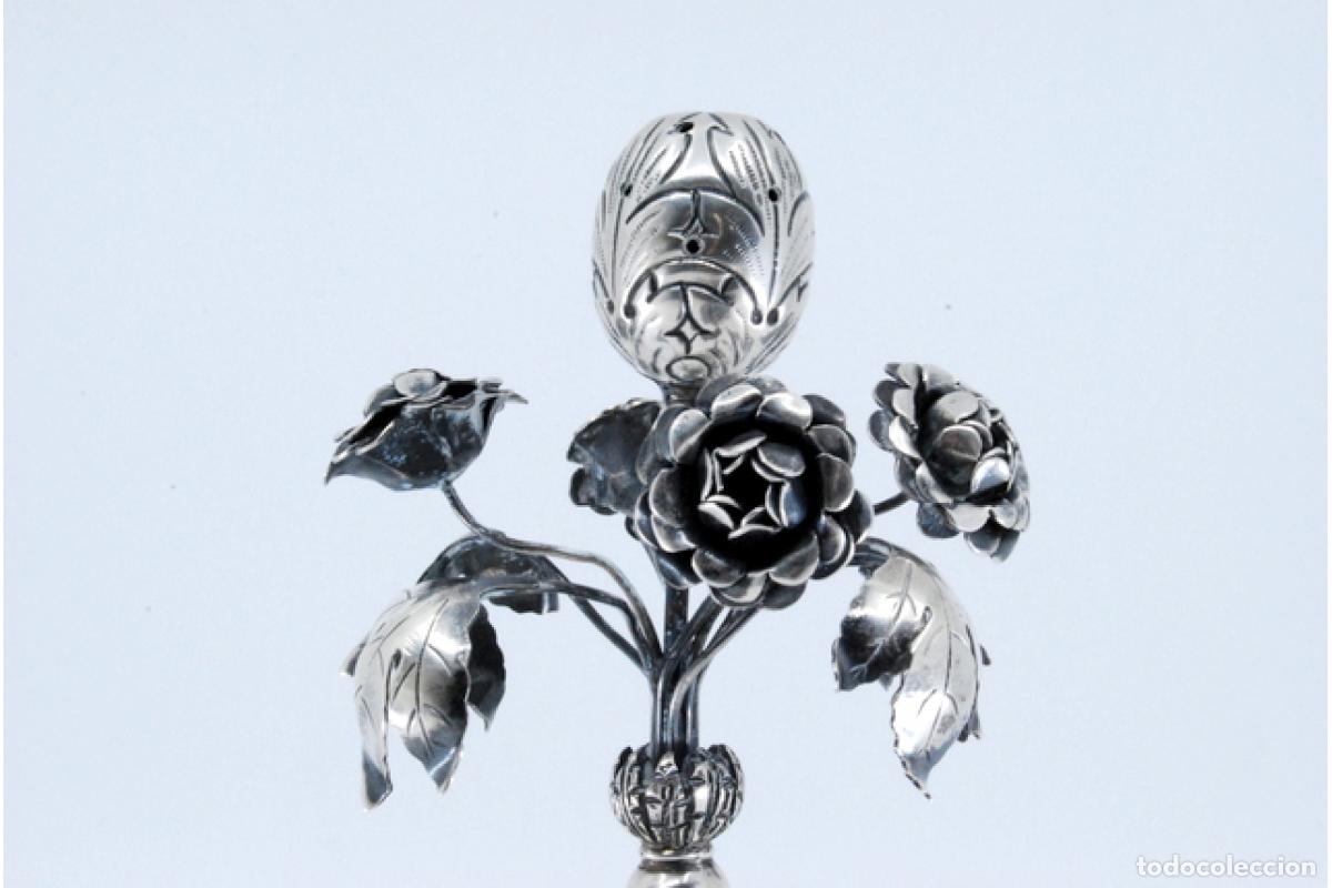 Antig&uuml;edades: Palillero de plata - Flores y nueces - Foto 2