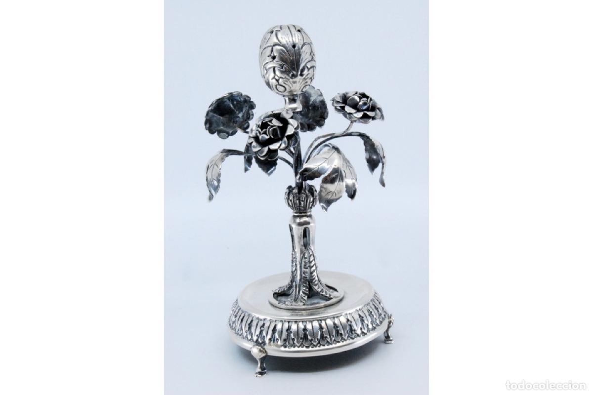 Antig&uuml;edades: Palillero de plata - Flores y nueces - Foto 3