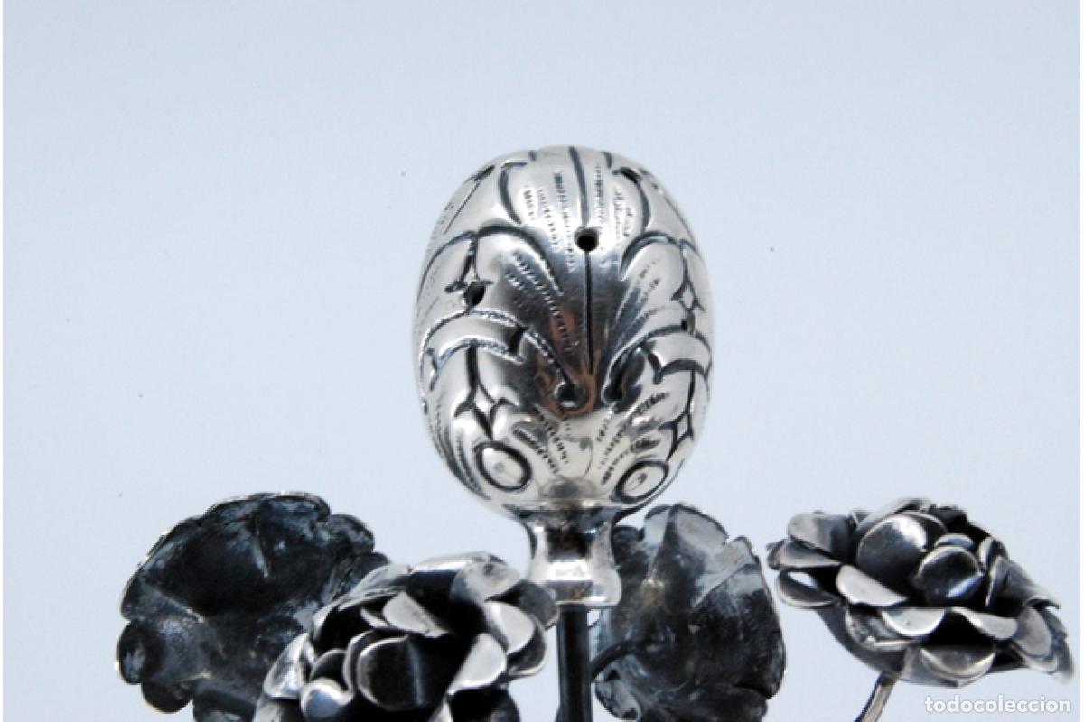 Antig&uuml;edades: Palillero de plata - Flores y nueces - Foto 4