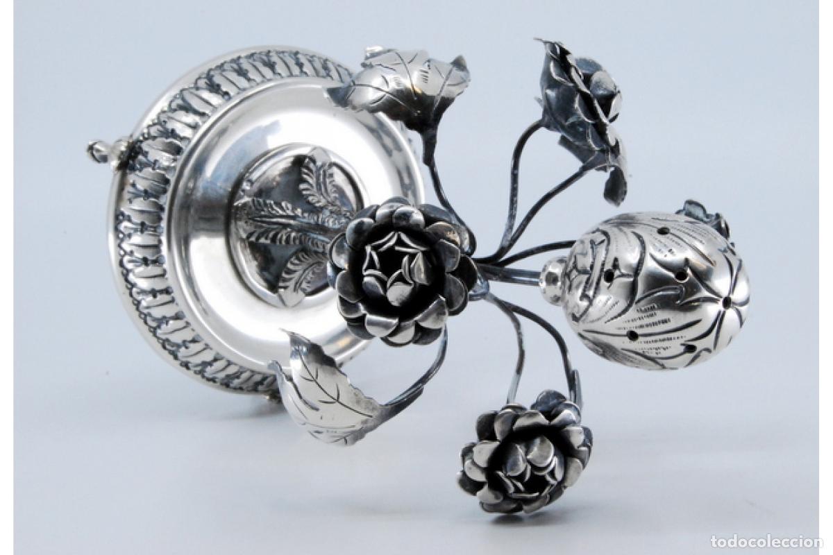 Antig&uuml;edades: Palillero de plata - Flores y nueces - Foto 6