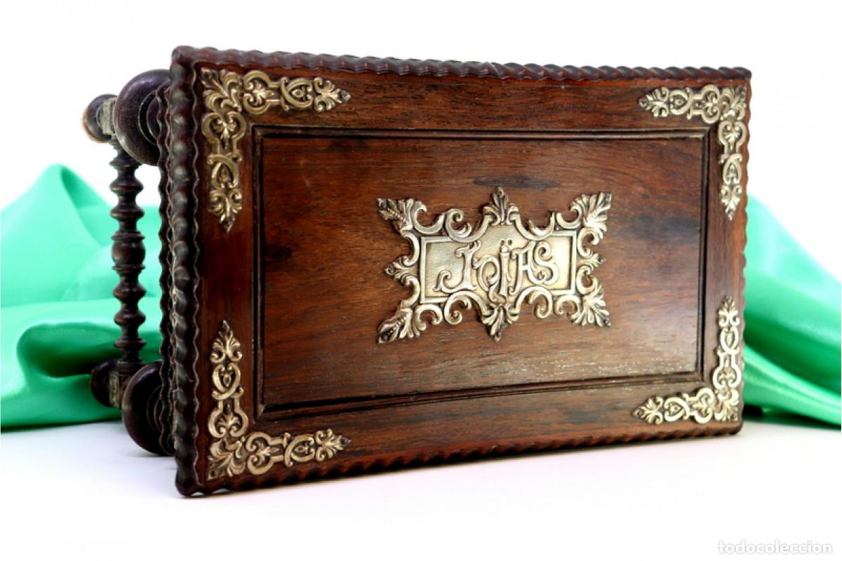 Antig&uuml;edades: Joyero, fabricado en madera y plata. - Foto 4