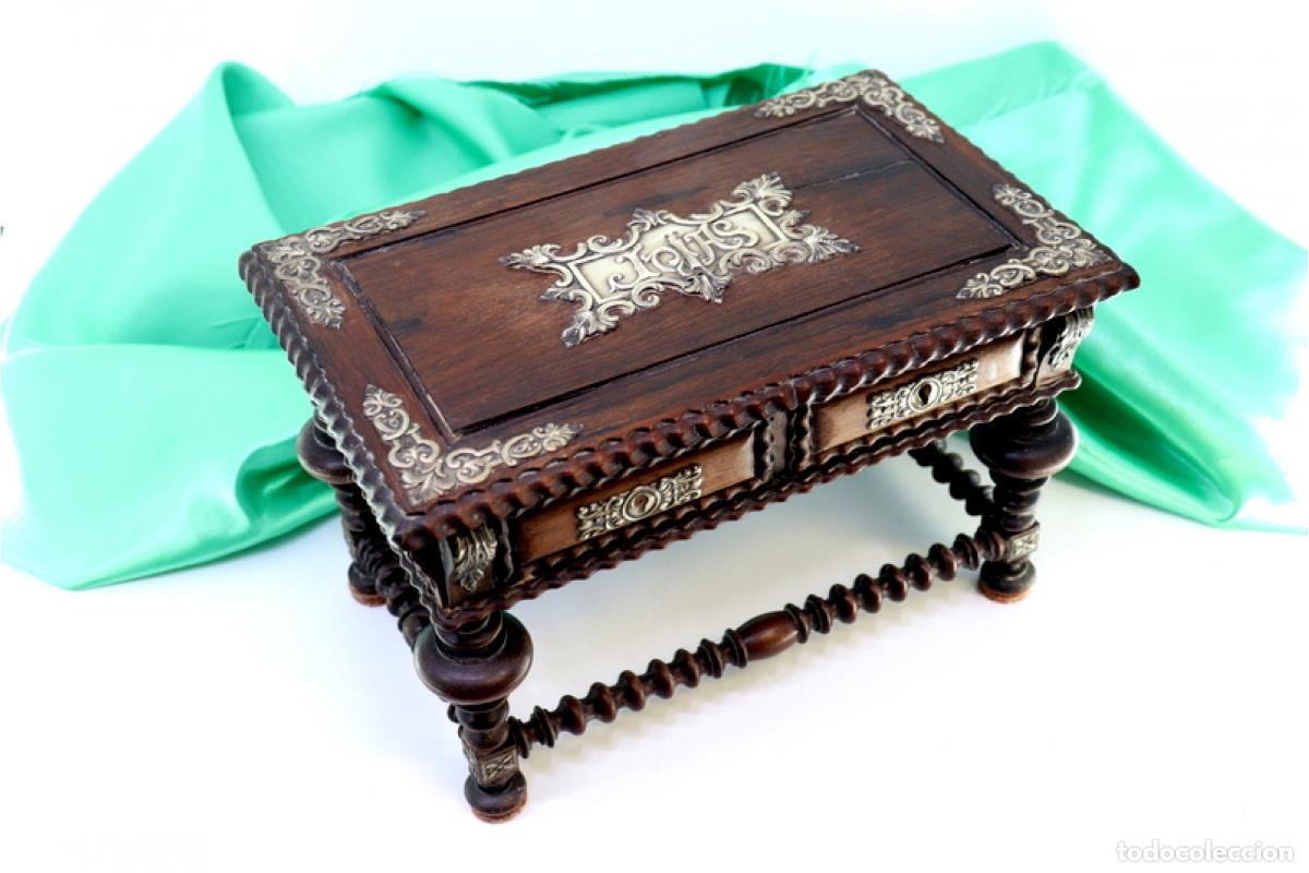 Antig&uuml;edades: Joyero, fabricado en madera y plata. - Foto 7