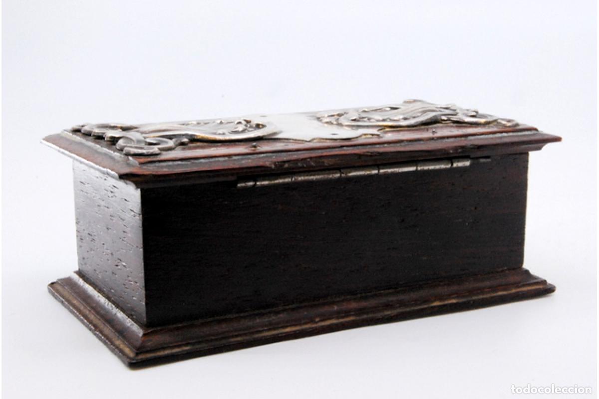Antig&uuml;edades: Caja de sellos, fabricada en madera y plata. - Foto 8