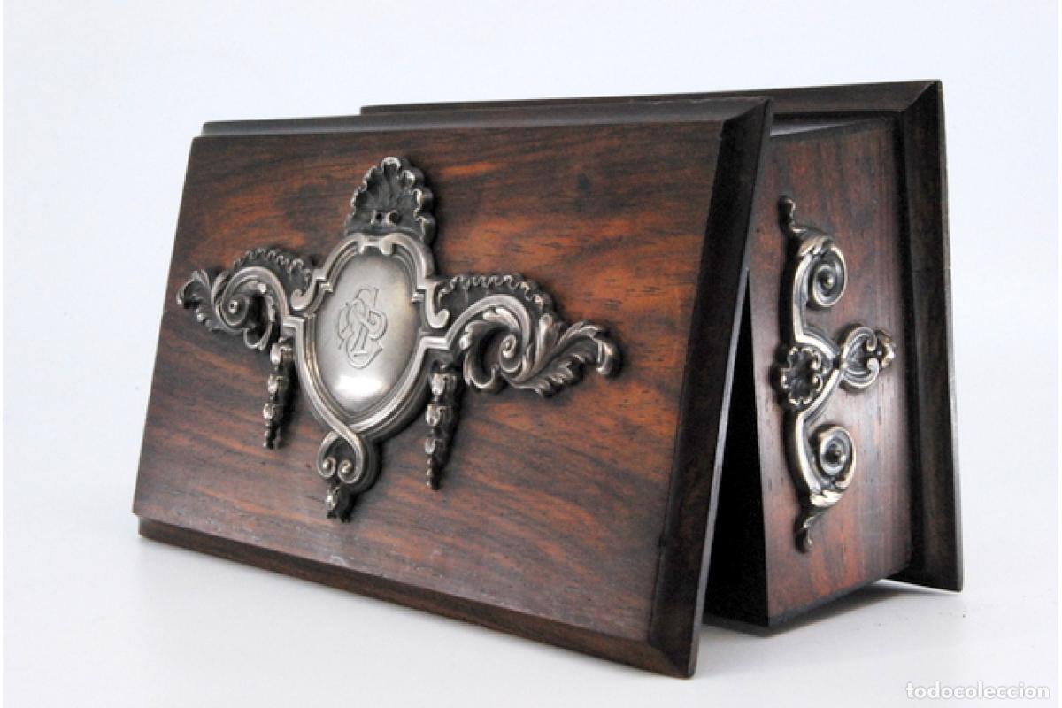 Antig&uuml;edades: Joyero, fabricado en madera y plata. - Foto 7