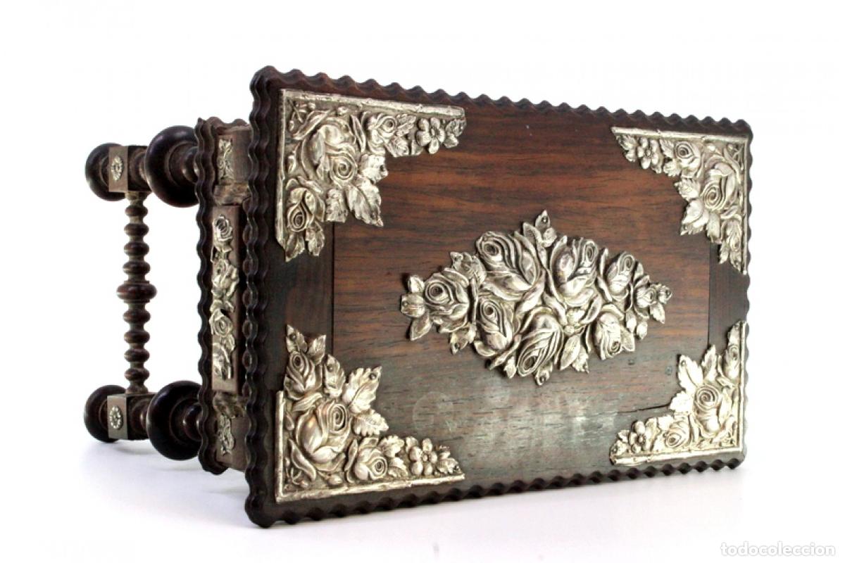 Antig&uuml;edades: Joyero, fabricado en madera y plata. - Foto 3