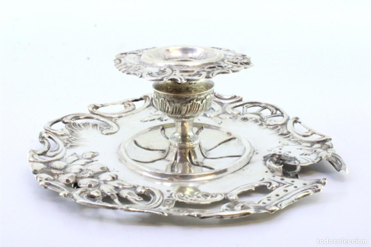Antig&uuml;edades: Candelero de mano, en plata - Foto 2