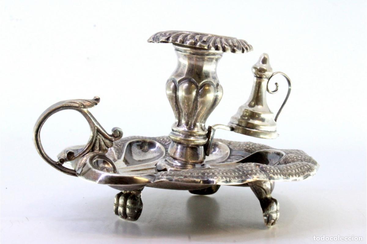 Antig&uuml;edades: Candelero de mano, en plata - Foto 3