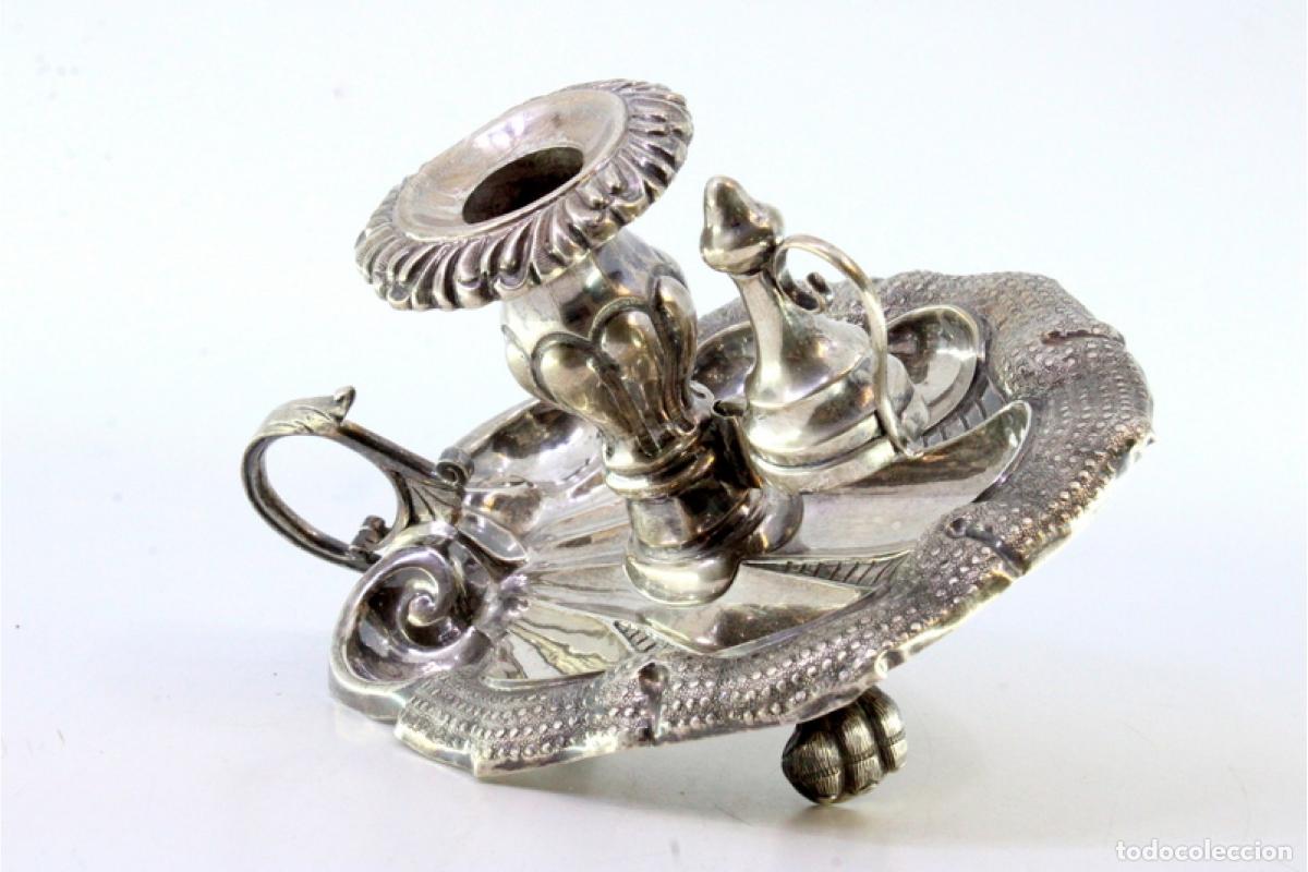 Antig&uuml;edades: Candelero de mano, en plata - Foto 5