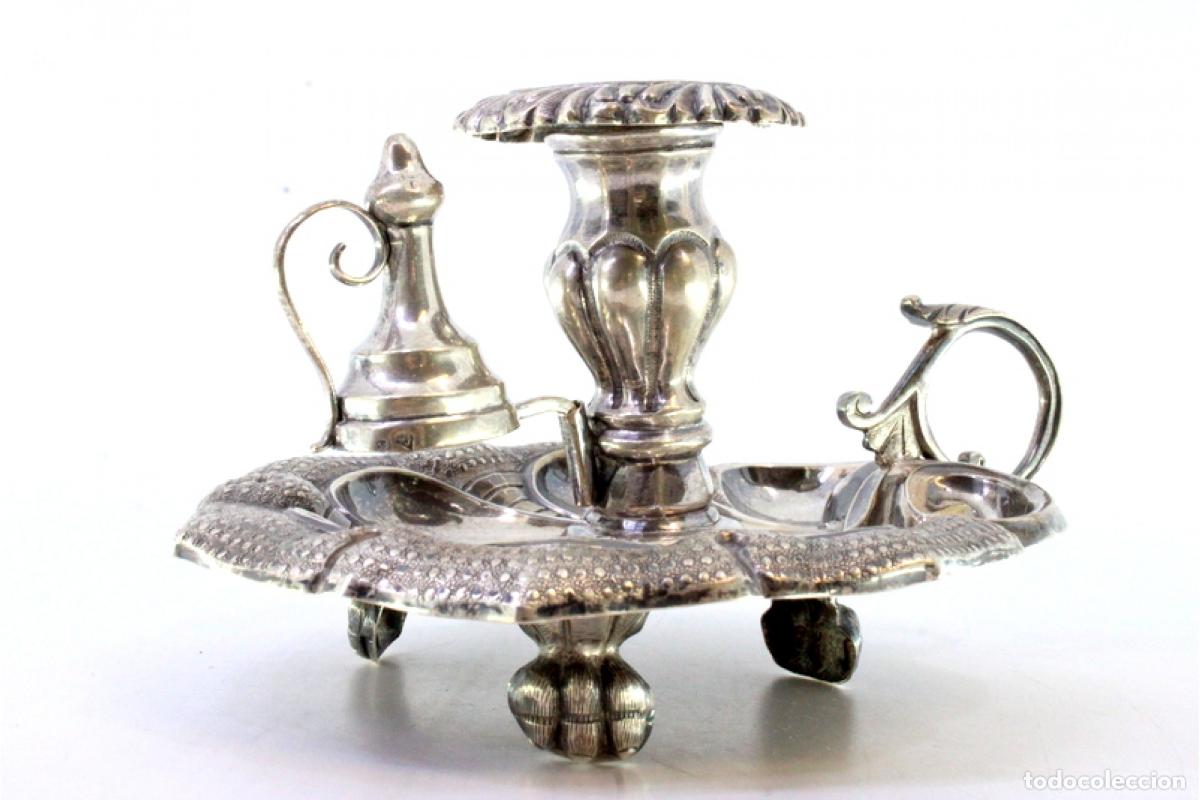 Antig&uuml;edades: Candelero de mano, en plata - Foto 6